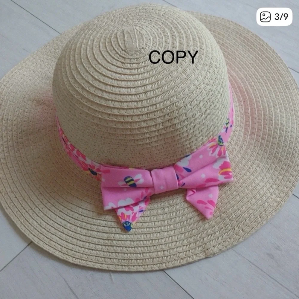 Tommy Bahama Little Girl Pink Floral & Bee One-Shoulder Swimsuit with hat size 6 - Picture 3 of 9